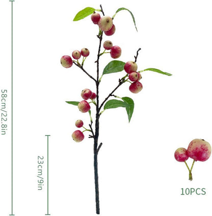 Artificial Apples Branches, Simulation Apples Branch Artificial Flower Branches, Artificial Apples Fruit Branches, Simulation Apples Fruits Stems with Green Leaves (A)