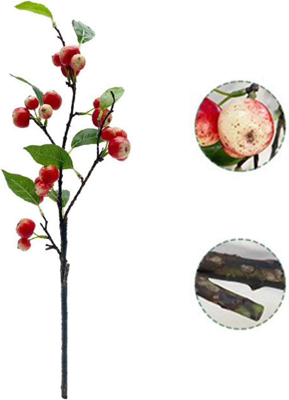Artificial Apples Branches, Simulation Apples Branch Artificial Flower Branches, Artificial Apples Fruit Branches, Simulation Apples Fruits Stems with Green Leaves (A)
