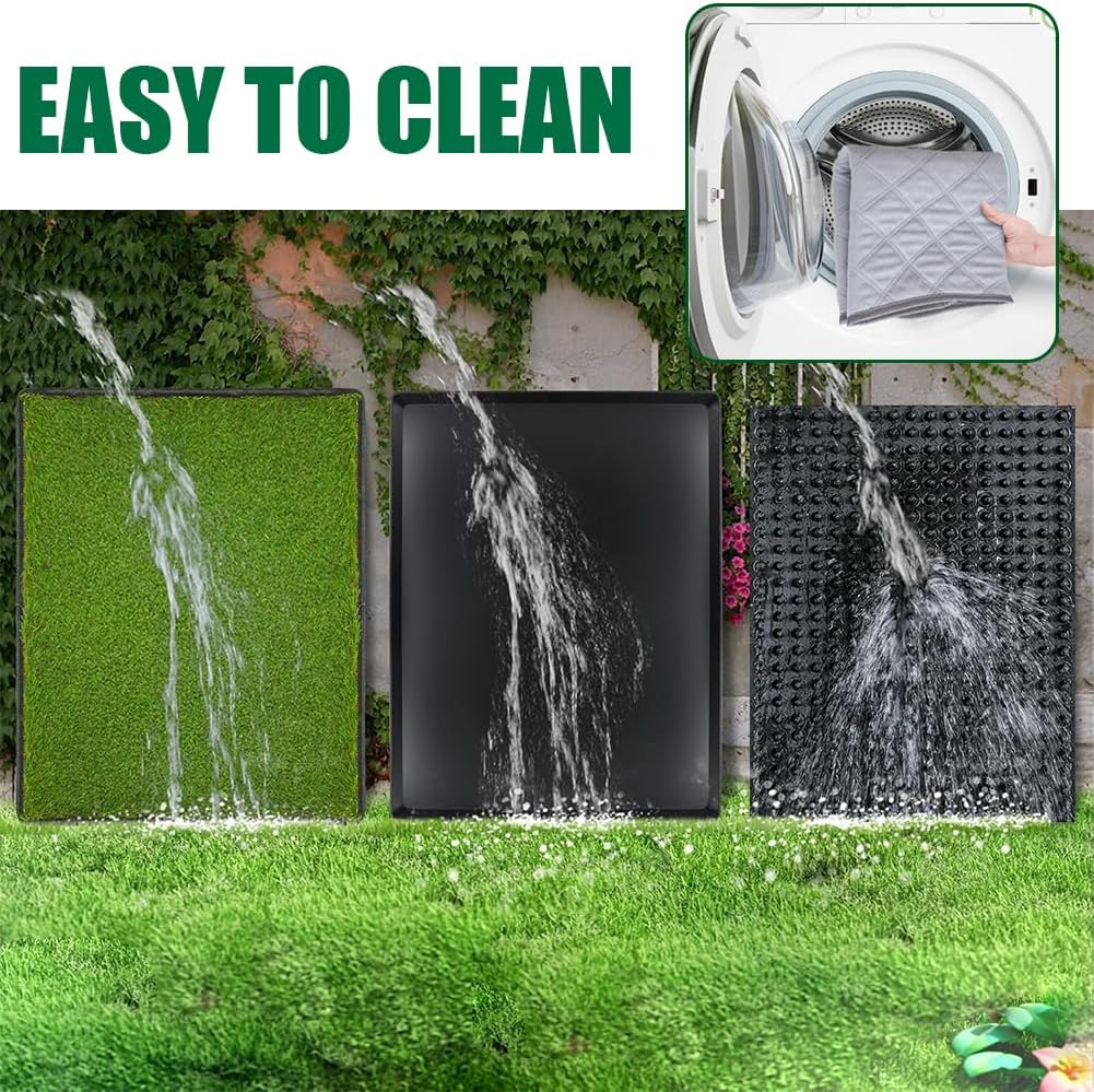 Reusable Pet Grass Potty w/ 2-Pack Replaceable Artificial Grass Quick Absorbent Indoor Portable Pet Training Patio Potty Washable Pee Pad Box Toliet (Medium-20x25In)