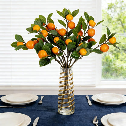 26.8Inch Artificial Tangerine Branches Artificial Orange Branch Fake Orange Stem 16 Fruit for Home Wedding Office Party Thanksgiving Hotel Table Centerpiece Indoor Outdoor Decor