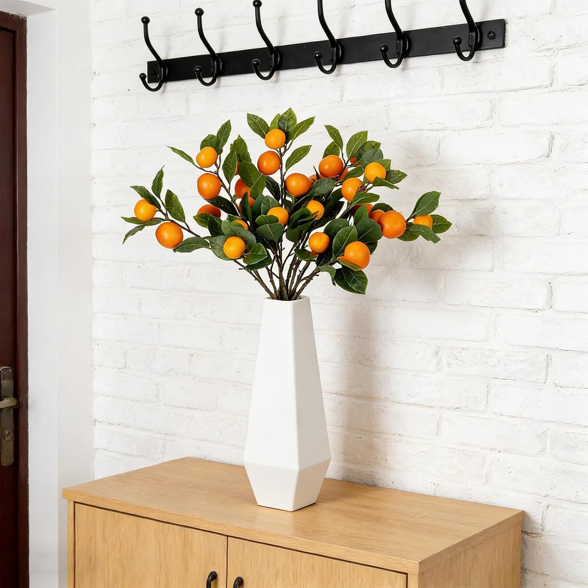 26.8Inch Artificial Tangerine Branches Artificial Orange Branch Fake Orange Stem 16 Fruit for Home Wedding Office Party Thanksgiving Hotel Table Centerpiece Indoor Outdoor Decor