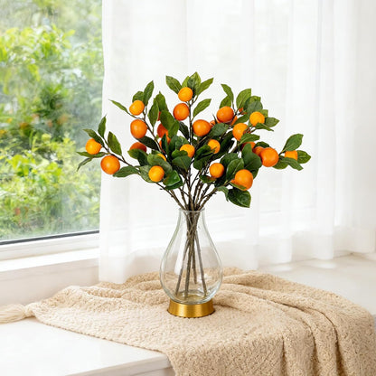 26.8Inch Artificial Tangerine Branches Artificial Orange Branch Fake Orange Stem 16 Fruit for Home Wedding Office Party Thanksgiving Hotel Table Centerpiece Indoor Outdoor Decor