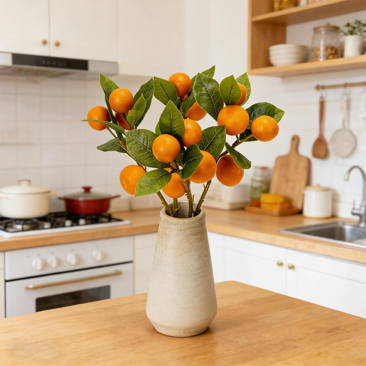 26.8Inch Artificial Tangerine Branches Artificial Orange Branch Fake Orange Stem 16 Fruit for Home Wedding Office Party Thanksgiving Hotel Table Centerpiece Indoor Outdoor Decor