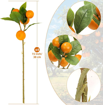 26.8Inch Artificial Tangerine Branches Artificial Orange Branch Fake Orange Stem 16 Fruit for Home Wedding Office Party Thanksgiving Hotel Table Centerpiece Indoor Outdoor Decor