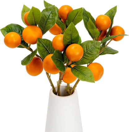 26.8Inch Artificial Tangerine Branches Artificial Orange Branch Fake Orange Stem 16 Fruit for Home Wedding Office Party Thanksgiving Hotel Table Centerpiece Indoor Outdoor Decor