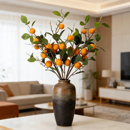 26.8Inch Artificial Tangerine Branches Artificial Orange Branch Fake Orange Stem 16 Fruit for Home Wedding Office Party Thanksgiving Hotel Table Centerpiece Indoor Outdoor Decor