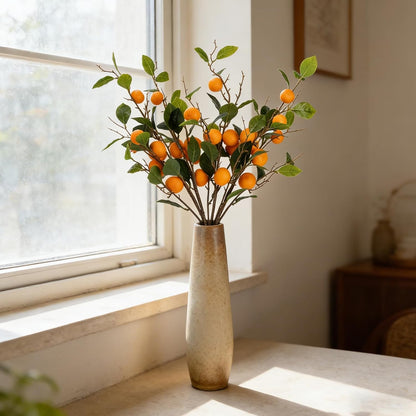 26.8Inch Artificial Tangerine Branches Artificial Orange Branch Fake Orange Stem 16 Fruit for Home Wedding Office Party Thanksgiving Hotel Table Centerpiece Indoor Outdoor Decor