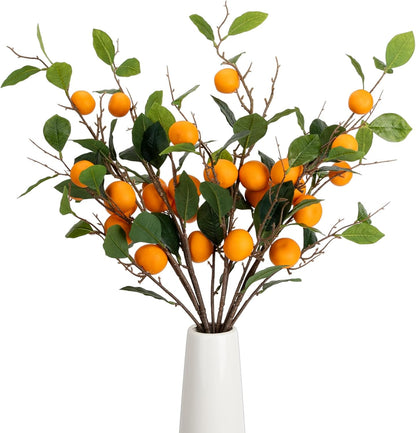 26.8Inch Artificial Tangerine Branches Artificial Orange Branch Fake Orange Stem 16 Fruit for Home Wedding Office Party Thanksgiving Hotel Table Centerpiece Indoor Outdoor Decor