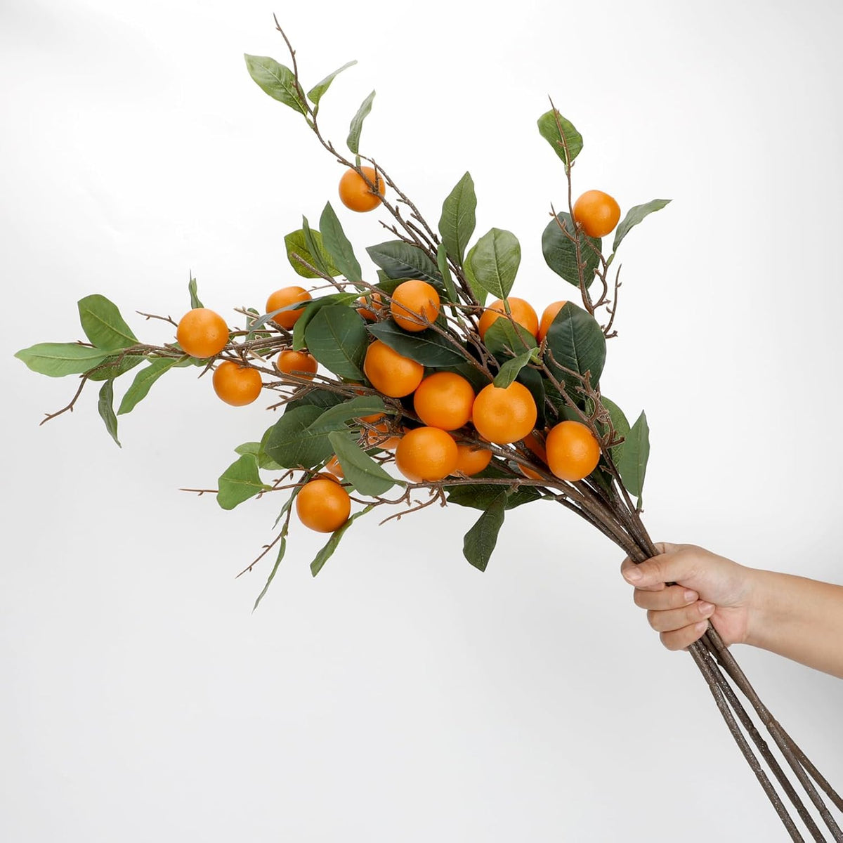 26.8Inch Artificial Tangerine Branches Artificial Orange Branch Fake Orange Stem 16 Fruit for Home Wedding Office Party Thanksgiving Hotel Table Centerpiece Indoor Outdoor Decor