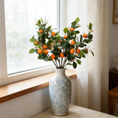 26.8Inch Artificial Tangerine Branches Artificial Orange Branch Fake Orange Stem 16 Fruit for Home Wedding Office Party Thanksgiving Hotel Table Centerpiece Indoor Outdoor Decor