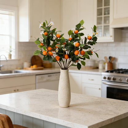 26.8Inch Artificial Tangerine Branches Artificial Orange Branch Fake Orange Stem 16 Fruit for Home Wedding Office Party Thanksgiving Hotel Table Centerpiece Indoor Outdoor Decor