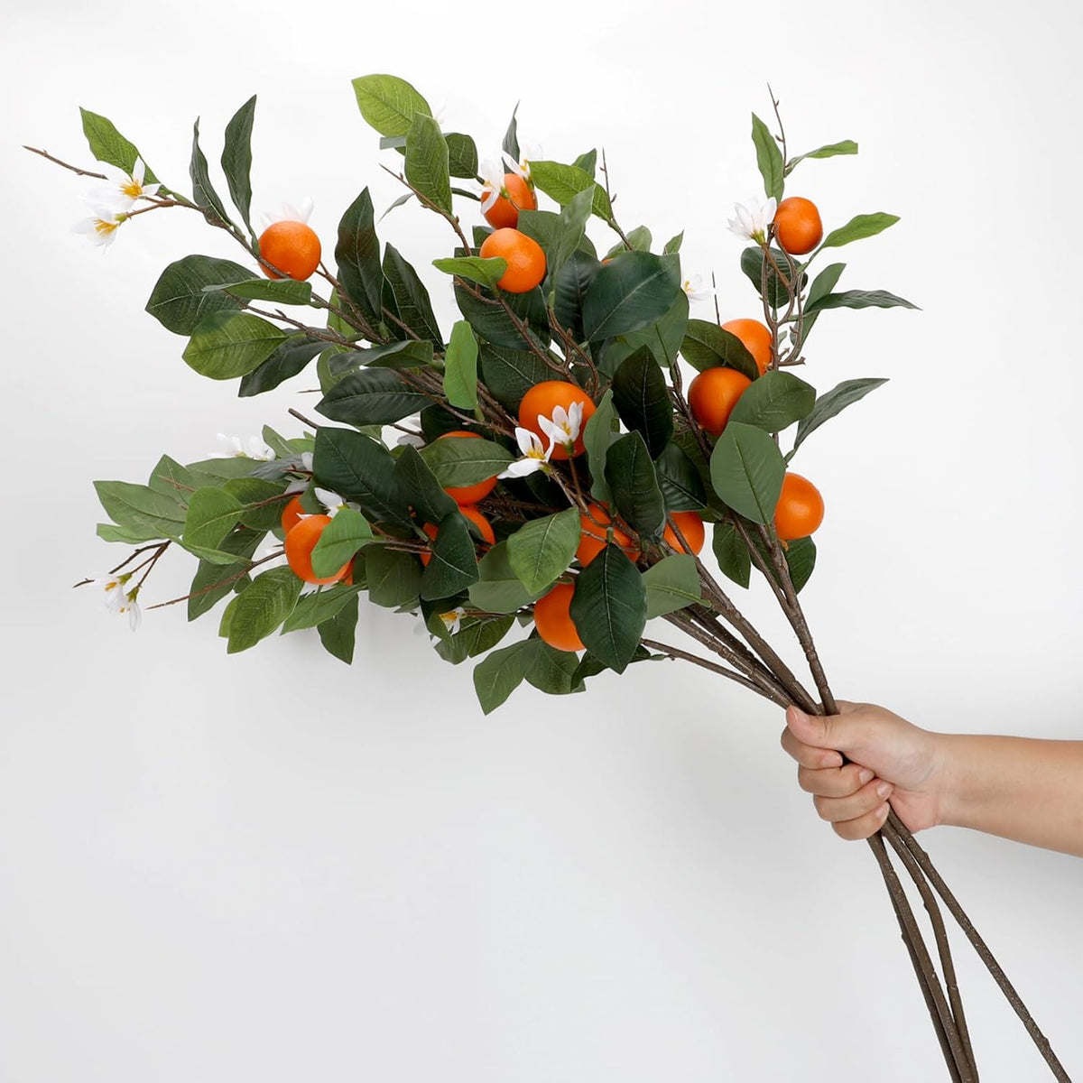 26.8Inch Artificial Tangerine Branches Artificial Orange Branch Fake Orange Stem 16 Fruit for Home Wedding Office Party Thanksgiving Hotel Table Centerpiece Indoor Outdoor Decor