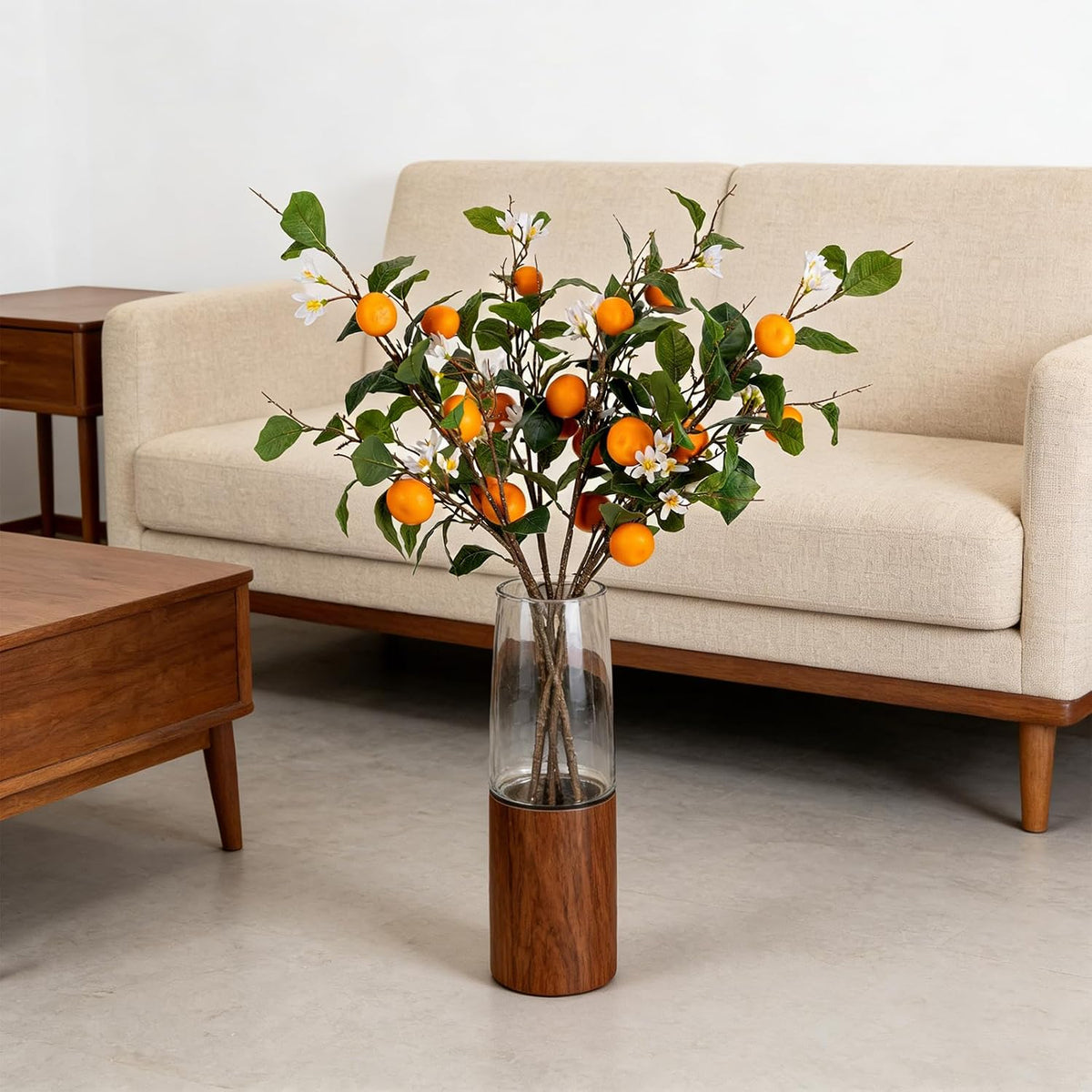 26.8Inch Artificial Tangerine Branches Artificial Orange Branch Fake Orange Stem 16 Fruit for Home Wedding Office Party Thanksgiving Hotel Table Centerpiece Indoor Outdoor Decor