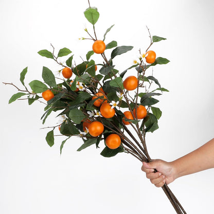 26.8Inch Artificial Tangerine Branches Artificial Orange Branch Fake Orange Stem 16 Fruit for Home Wedding Office Party Thanksgiving Hotel Table Centerpiece Indoor Outdoor Decor