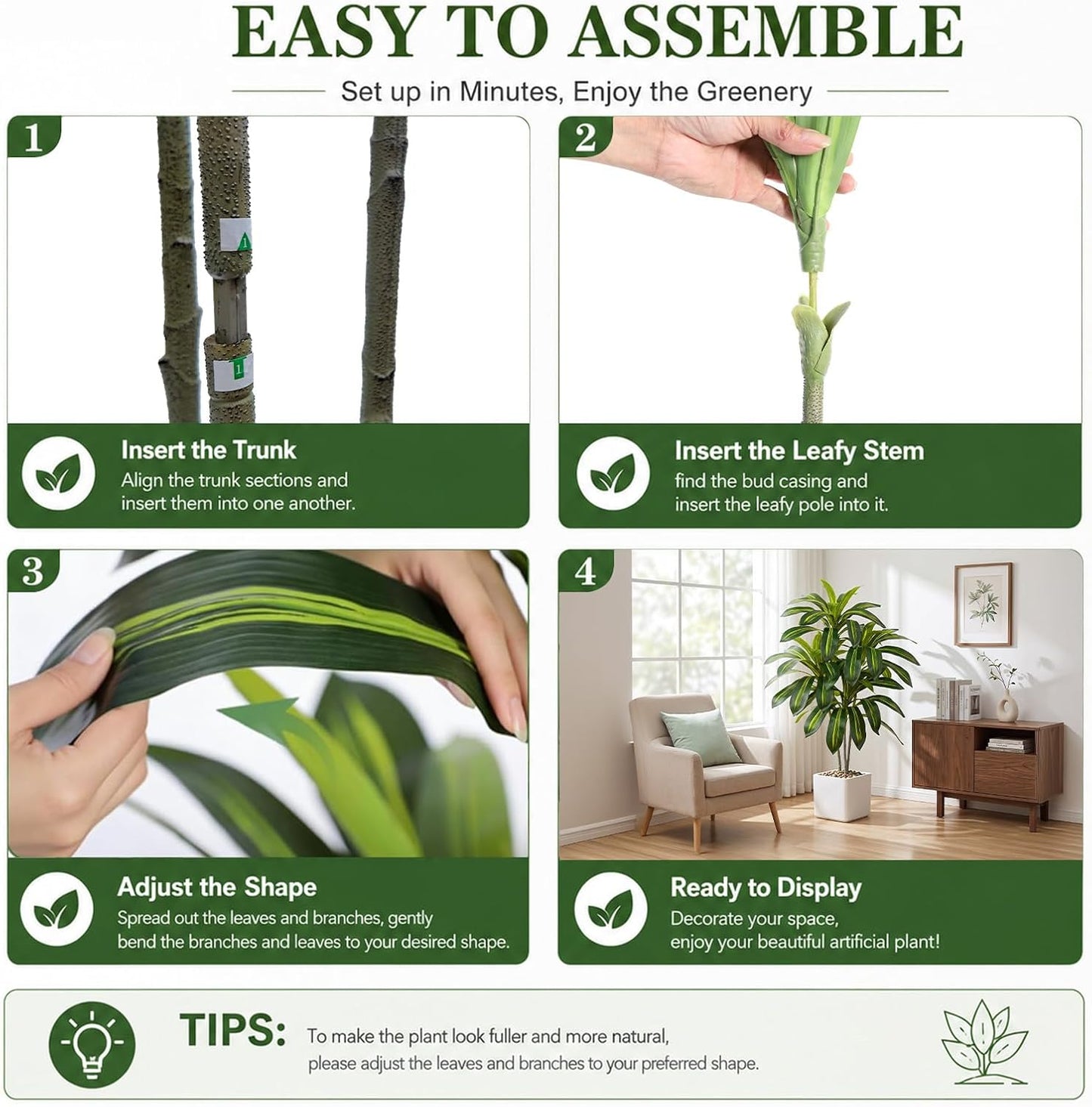 Artificial Dracaena Tree - 5FT Tall Fake Plants with White Tall Planter - Artificial Plants Indoor Floor Plant in Pot - Large Tropical Fake Yucca Potted Tree for Home Office Living Room Decor