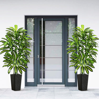 Artificial Dracaena Tree - 5FT Tall Fake Plants with White Tall Planter - Artificial Plants Indoor Floor Plant in Pot - Large Tropical Fake Yucca Potted Tree for Home Office Living Room Decor