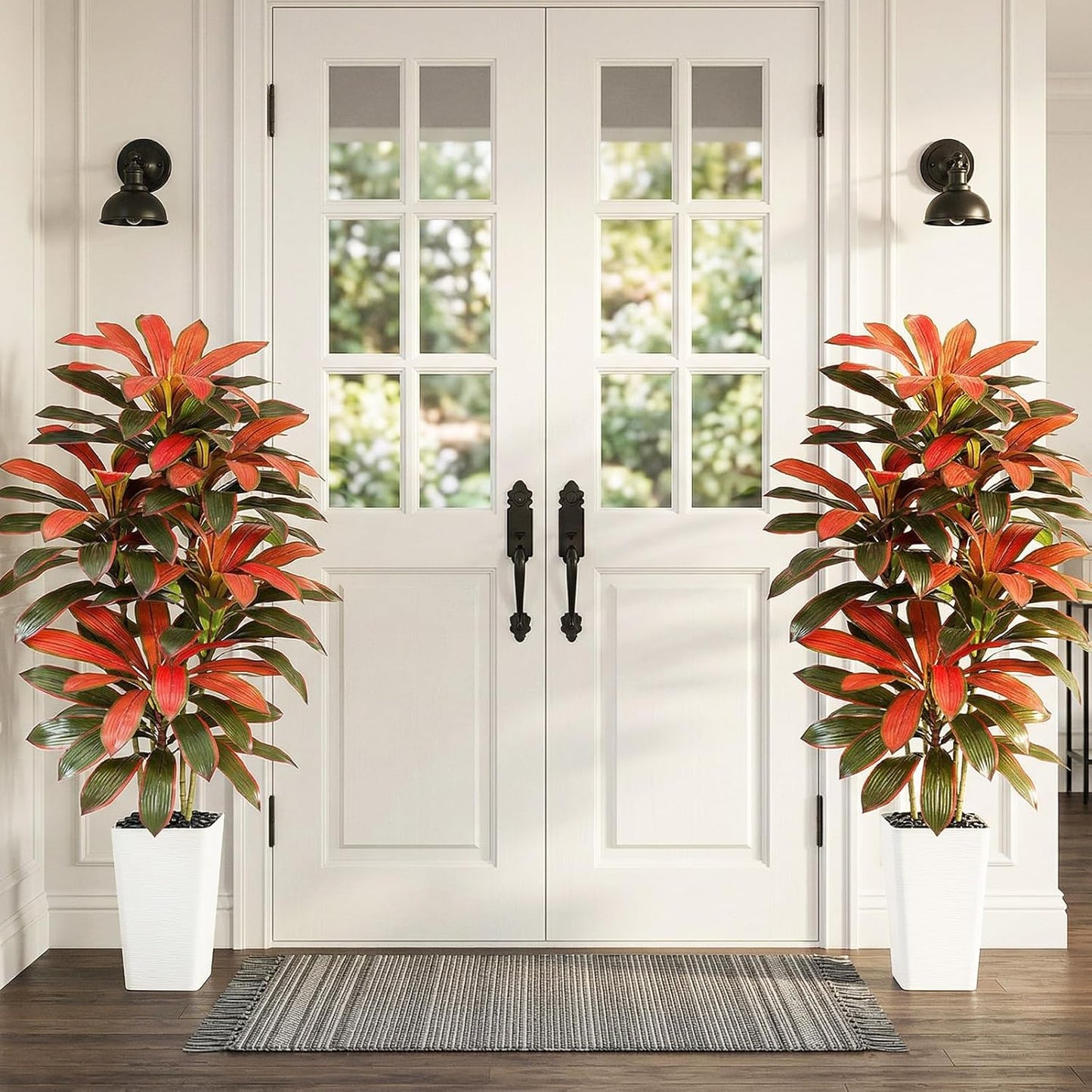 Artificial Dracaena Tree - 5FT Tall Fake Plants with White Tall Planter - Artificial Plants Indoor Floor Plant in Pot - Large Tropical Fake Yucca Potted Tree for Home Office Living Room Decor