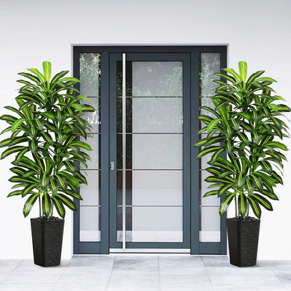 Artificial Dracaena Tree - 5FT Tall Fake Plants with White Tall Planter - Artificial Plants Indoor Floor Plant in Pot - Large Tropical Fake Yucca Potted Tree for Home Office Living Room Decor