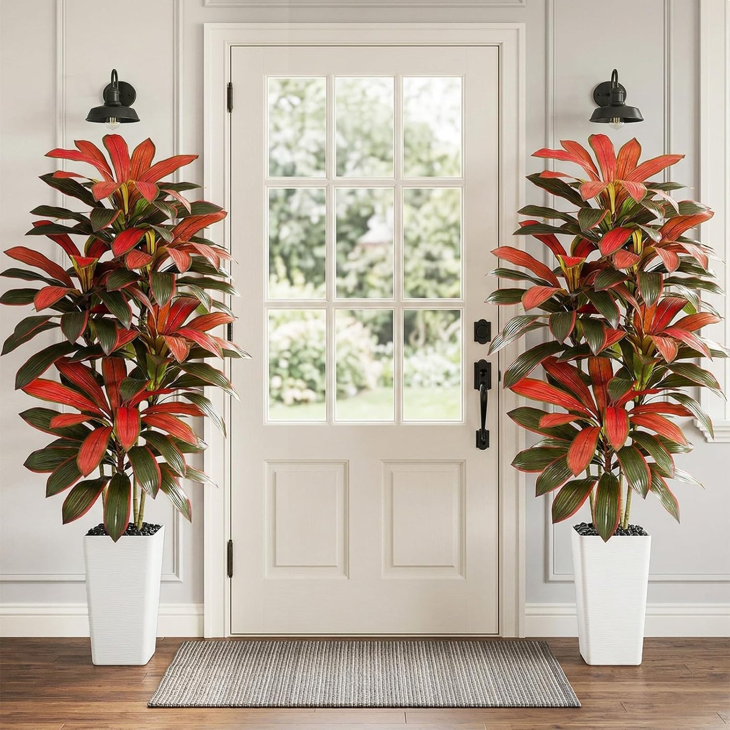 Artificial Dracaena Tree - 5FT Tall Fake Plants with White Tall Planter - Artificial Plants Indoor Floor Plant in Pot - Large Tropical Fake Yucca Potted Tree for Home Office Living Room Decor