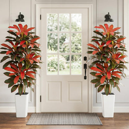 Artificial Dracaena Tree - 5FT Tall Fake Plants with White Tall Planter - Artificial Plants Indoor Floor Plant in Pot - Large Tropical Fake Yucca Potted Tree for Home Office Living Room Decor