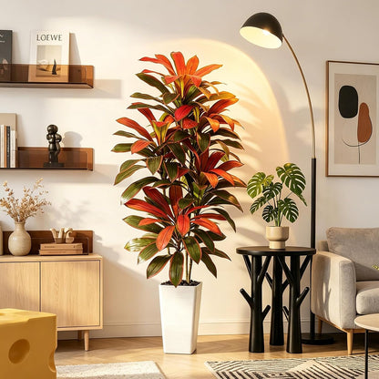 Artificial Dracaena Tree - 5FT Tall Fake Plants with White Tall Planter - Artificial Plants Indoor Floor Plant in Pot - Large Tropical Fake Yucca Potted Tree for Home Office Living Room Decor