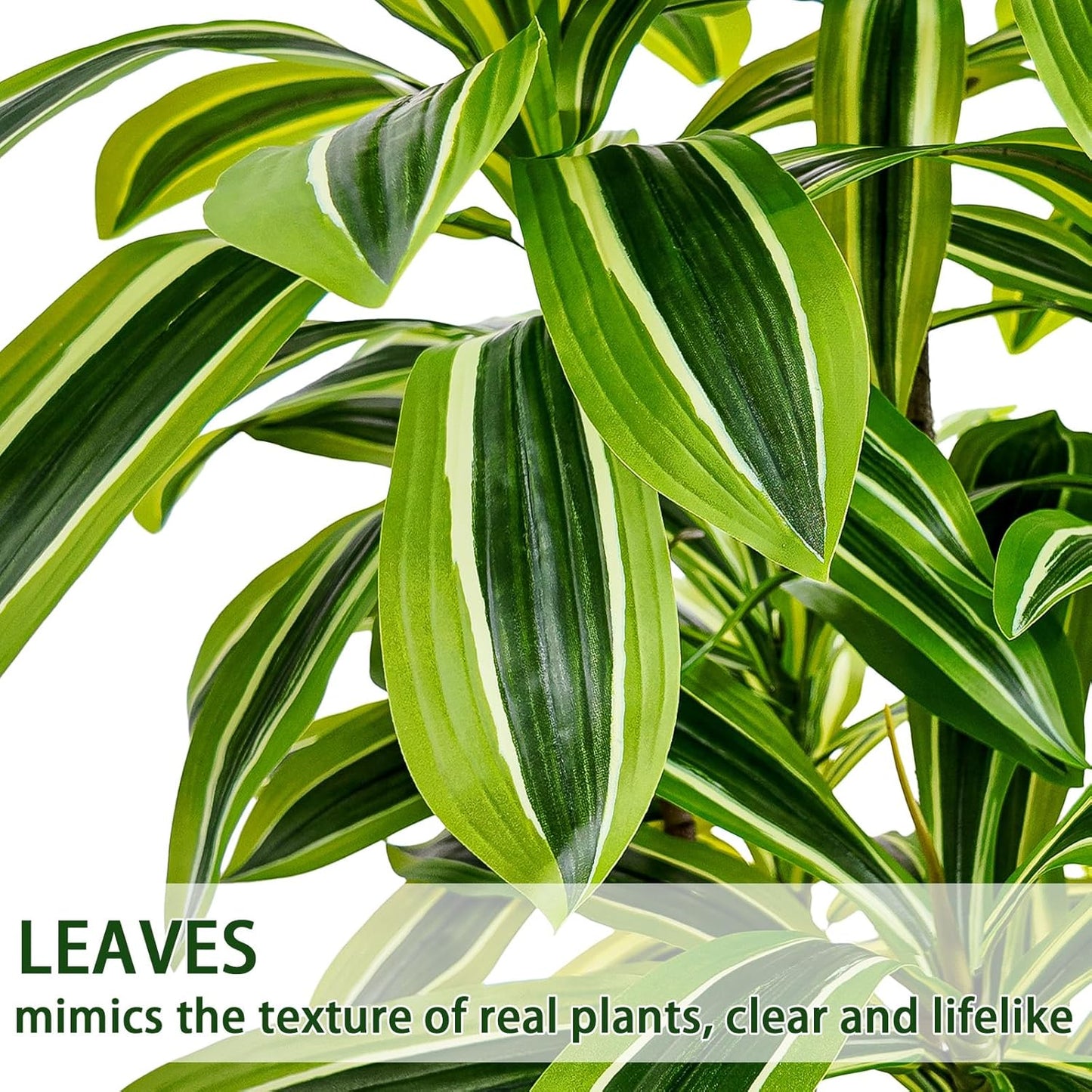 Artificial Dracaena Tree - 5FT Tall Fake Plants with White Tall Planter - Artificial Plants Indoor Floor Plant in Pot - Large Tropical Fake Yucca Potted Tree for Home Office Living Room Decor