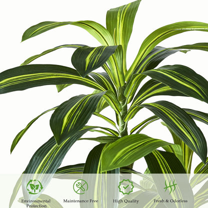 Artificial Dracaena Tree - 5FT Tall Fake Plants with White Tall Planter - Artificial Plants Indoor Floor Plant in Pot - Large Tropical Fake Yucca Potted Tree for Home Office Living Room Decor