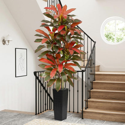 Artificial Dracaena Tree - 5FT Tall Fake Plants with White Tall Planter - Artificial Plants Indoor Floor Plant in Pot - Large Tropical Fake Yucca Potted Tree for Home Office Living Room Decor