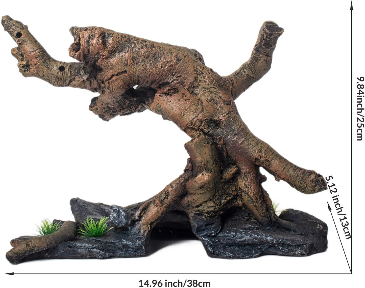 Fish Tank Decorations Aquarium Décor Resin Artificial Tree Trunk Root (E)
