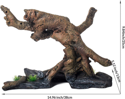 Fish Tank Decorations Aquarium Décor Resin Artificial Tree Trunk Root (E)