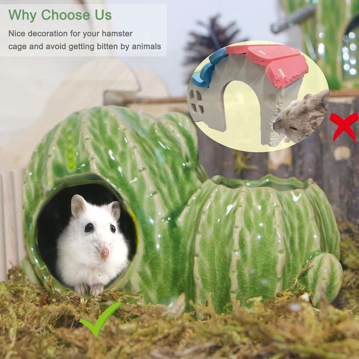 Ceramic Hamster Hideout Strawberry Chew Proof Syrian Hide Cool Bed