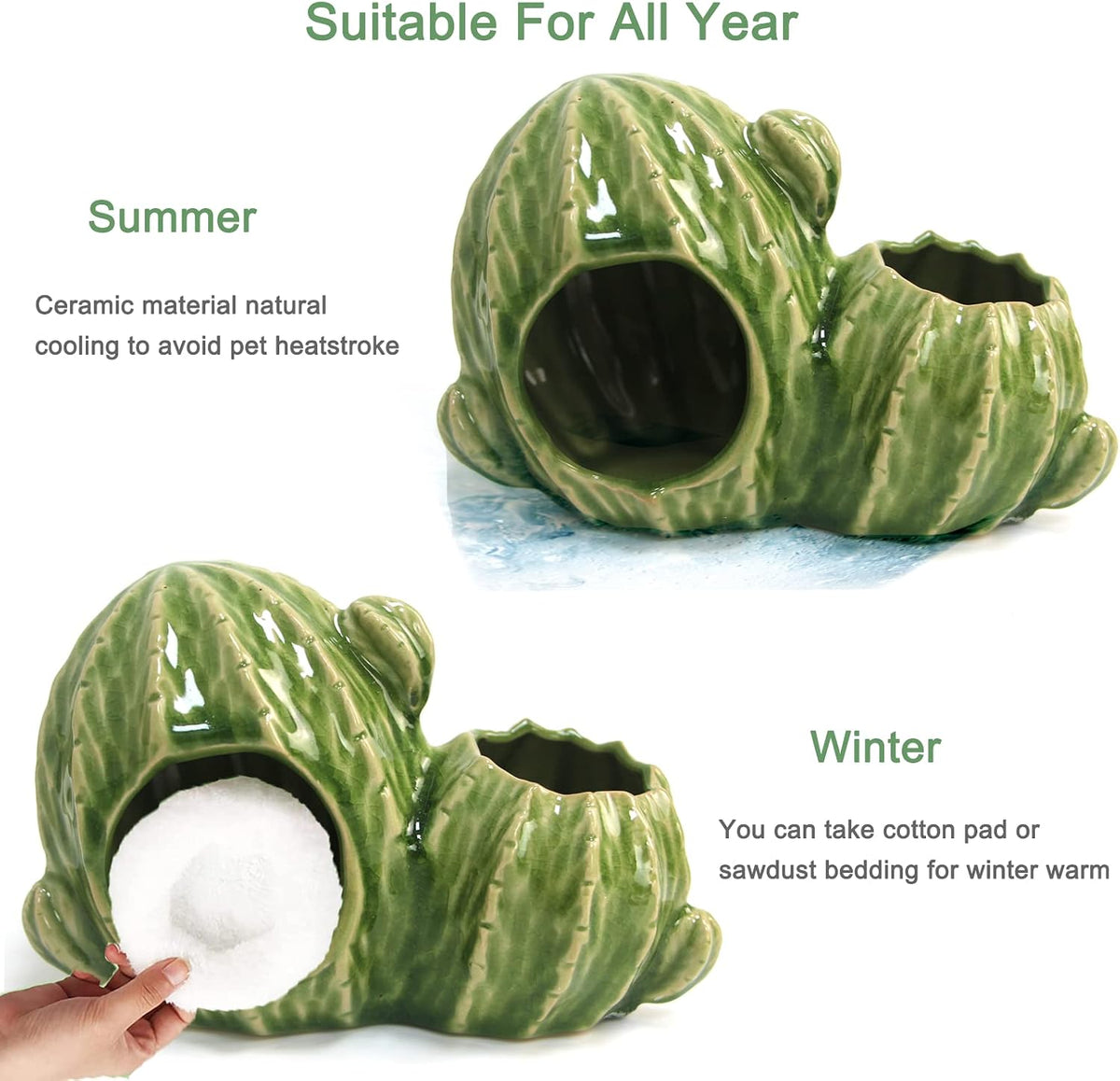 Ceramic Hamster Hideout Strawberry Chew Proof Syrian Hide Cool Bed