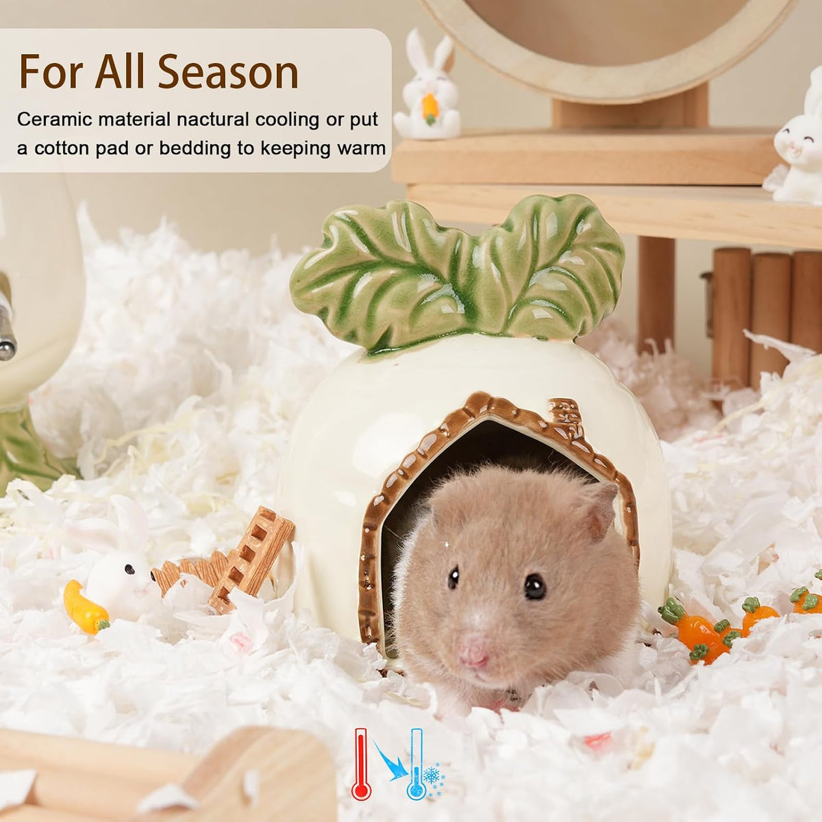 Ceramic Hamster Hideout Strawberry Chew Proof Syrian Hide Cool Bed