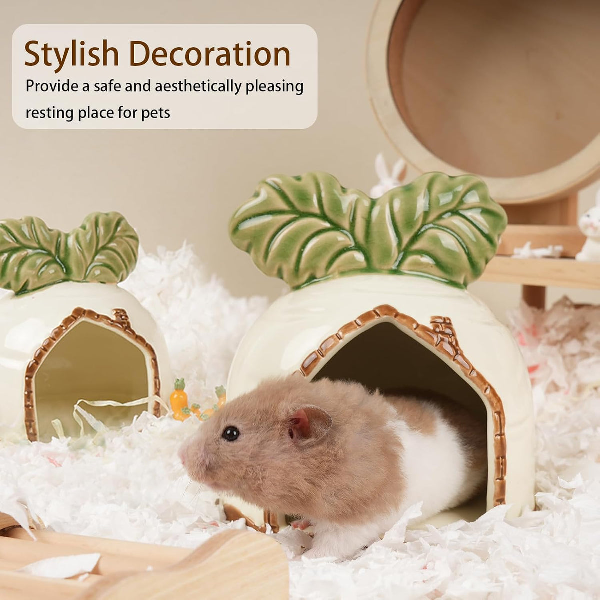 Ceramic Hamster Hideout Strawberry Chew Proof Syrian Hide Cool Bed