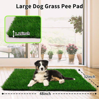 Grass Pad for Dogs 39.3 x 31.5 Inches Fast-Drain Artificial Grass for Pets Potty Training, Easy to Clean Fake Grass for Dog Indoor Outdoor Use(1 Pack)