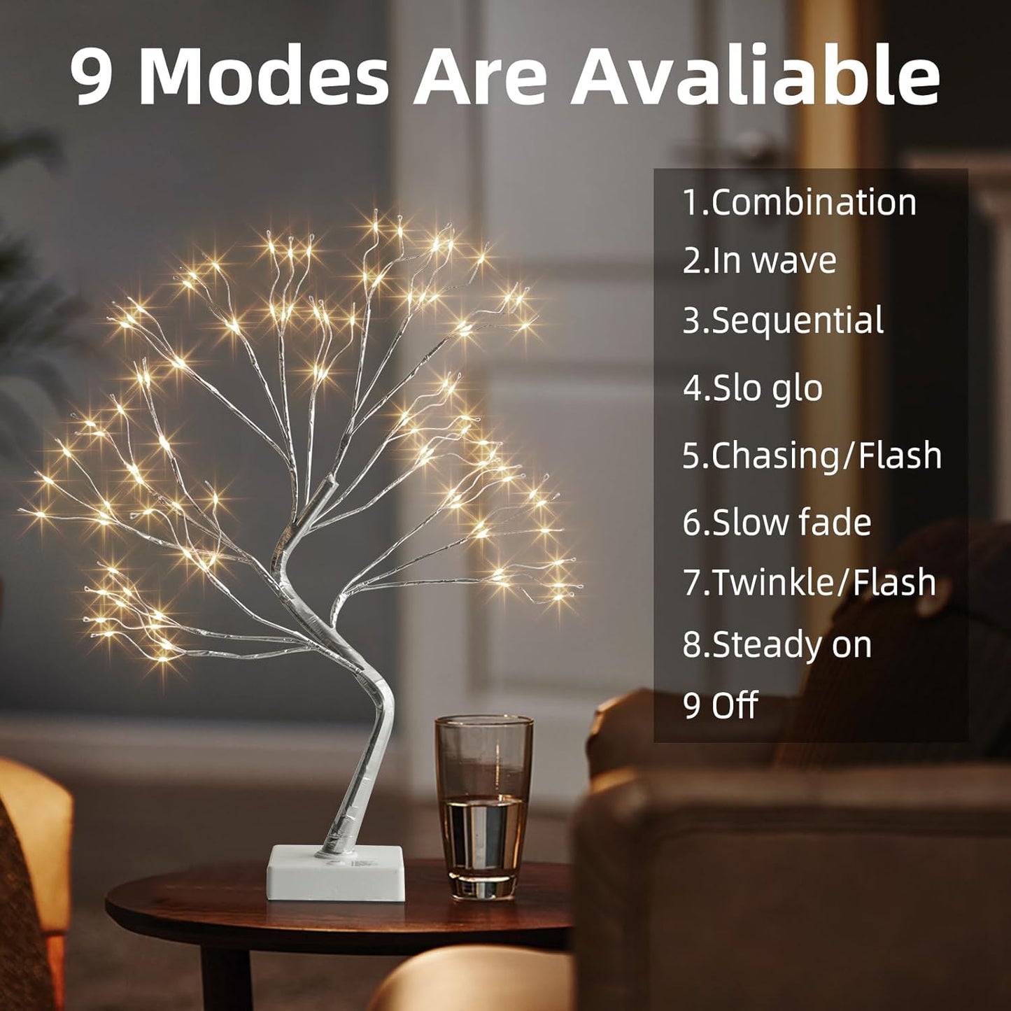 Home Decor, 2FT Birch Tree with LED Lights, Warm White Light up Tree Lamp, Artificial Trees for Home Table Inside, Battery Powered, Timer (2PK)