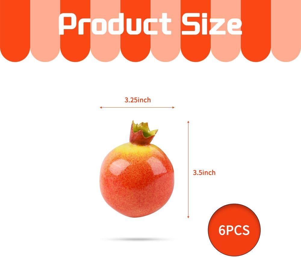 Fake Pomegranate Artificial Fruit Kitchen Party Decoration Red 6PCS