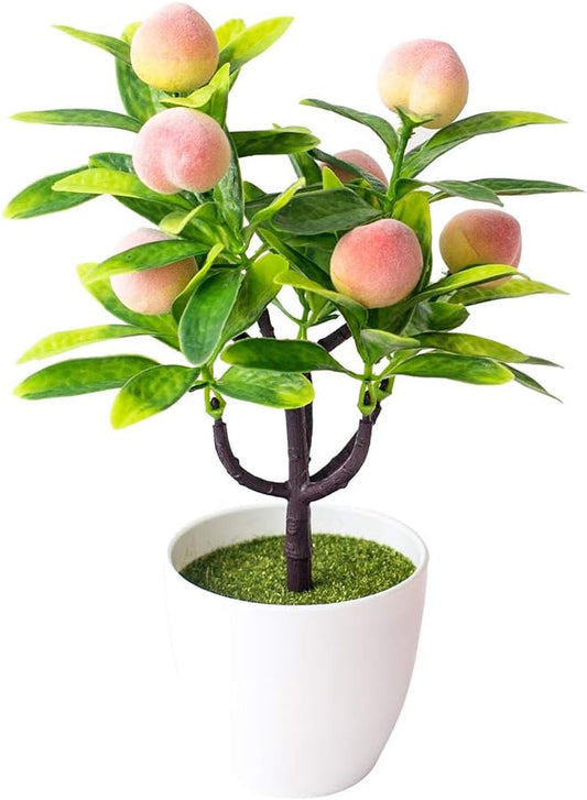 Desktop Decor Artificial Potted Fruit Tree Decorative Fake Plant for Office Home Decoration Photograph Props Peach