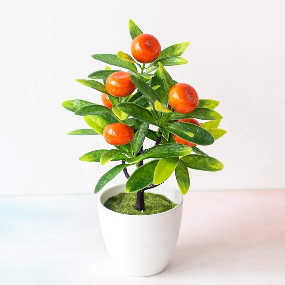 Desktop Decor Artificial Potted Fruit Tree Decorative Fake Plant for Office Home Decoration Photograph Props Peach