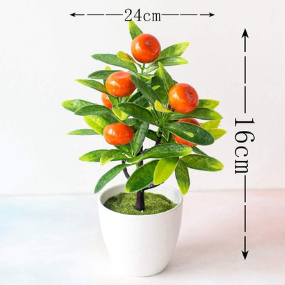 Desktop Decor Artificial Potted Fruit Tree Decorative Fake Plant for Office Home Decoration Photograph Props Peach