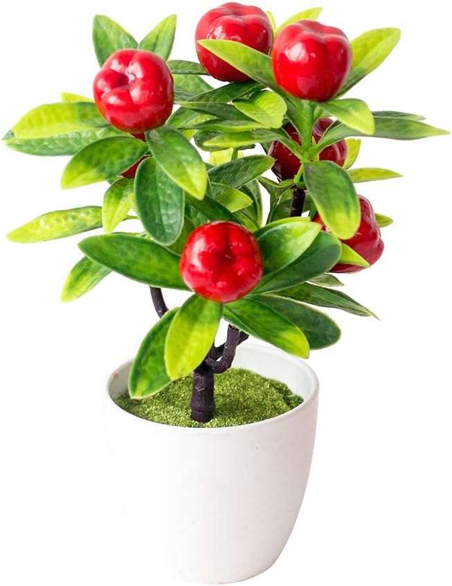 Desktop Decor Artificial Potted Fruit Tree Decorative Fake Plant for Office Home Decoration Photograph Props Peach