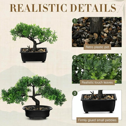 4 Pack Artificial Bonsai Tree, Indoor Small Fake Plants in Pots for Home Table Office Desk Bathroom Shelf Bookshelf Bedroom Living Room Farmhouse Decorations