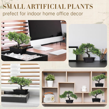 4 Pack Artificial Bonsai Tree, Indoor Small Fake Plants in Pots for Home Table Office Desk Bathroom Shelf Bookshelf Bedroom Living Room Farmhouse Decorations