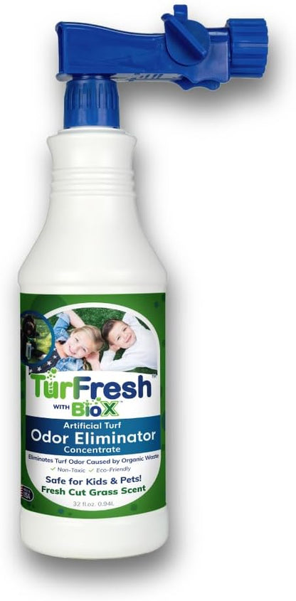 BioX Artificial Turf Odor Eliminator Concentrate – 32 oz Bottle, Fresh Cut Grass Scent – Pet-Safe Turf Cleaner for Urine and Feces Odor Removal – All-Natural, Non-Toxic, Kid Safe