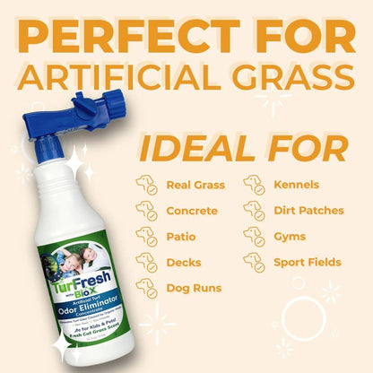 BioX Artificial Turf Odor Eliminator Concentrate – 32 oz Bottle, Fresh Cut Grass Scent – Pet-Safe Turf Cleaner for Urine and Feces Odor Removal – All-Natural, Non-Toxic, Kid Safe