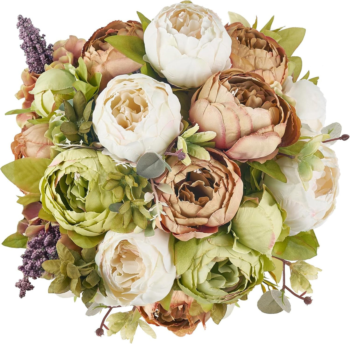 Peonies Artificial Flowers, 13 Stems Faux Peonies Real Touch 2 Pack