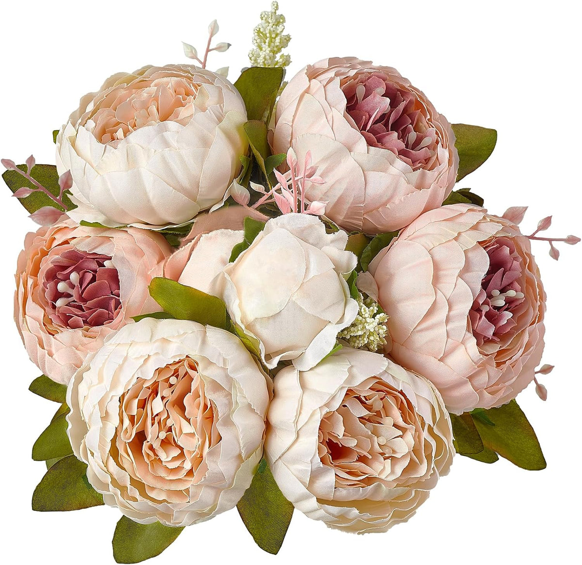 Peonies Artificial Flowers, 13 Stems Faux Peonies Real Touch 2 Pack