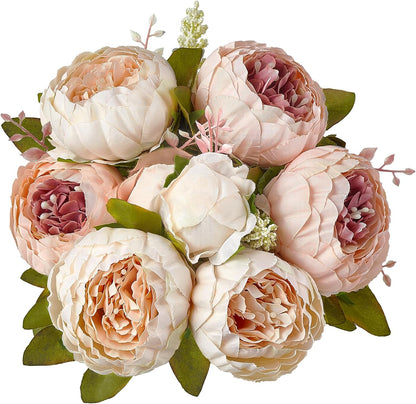 Peonies Artificial Flowers, 13 Stems Faux Peonies Real Touch 2 Pack