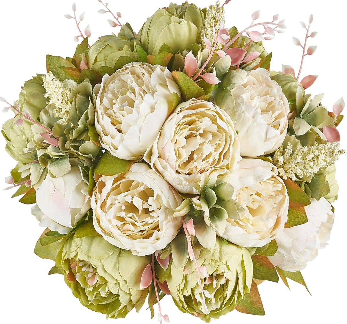Peonies Artificial Flowers, 13 Stems Faux Peonies Real Touch 2 Pack