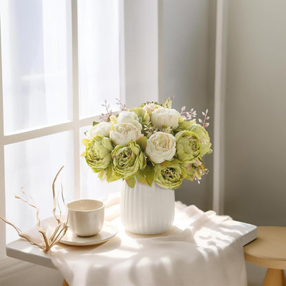 Peonies Artificial Flowers, 13 Stems Faux Peonies Real Touch 2 Pack